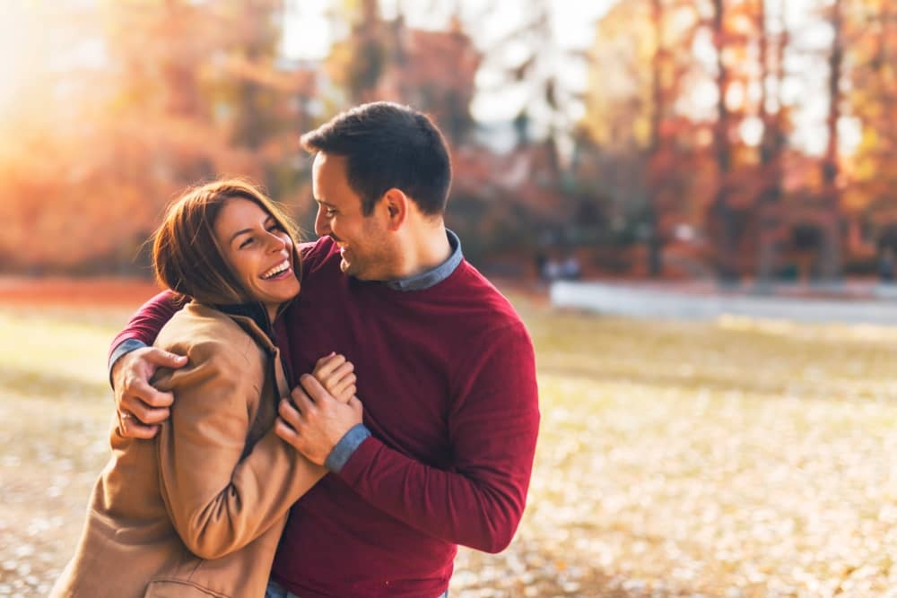 A man who’s falling in love might feel happier, more energetic and more confident.