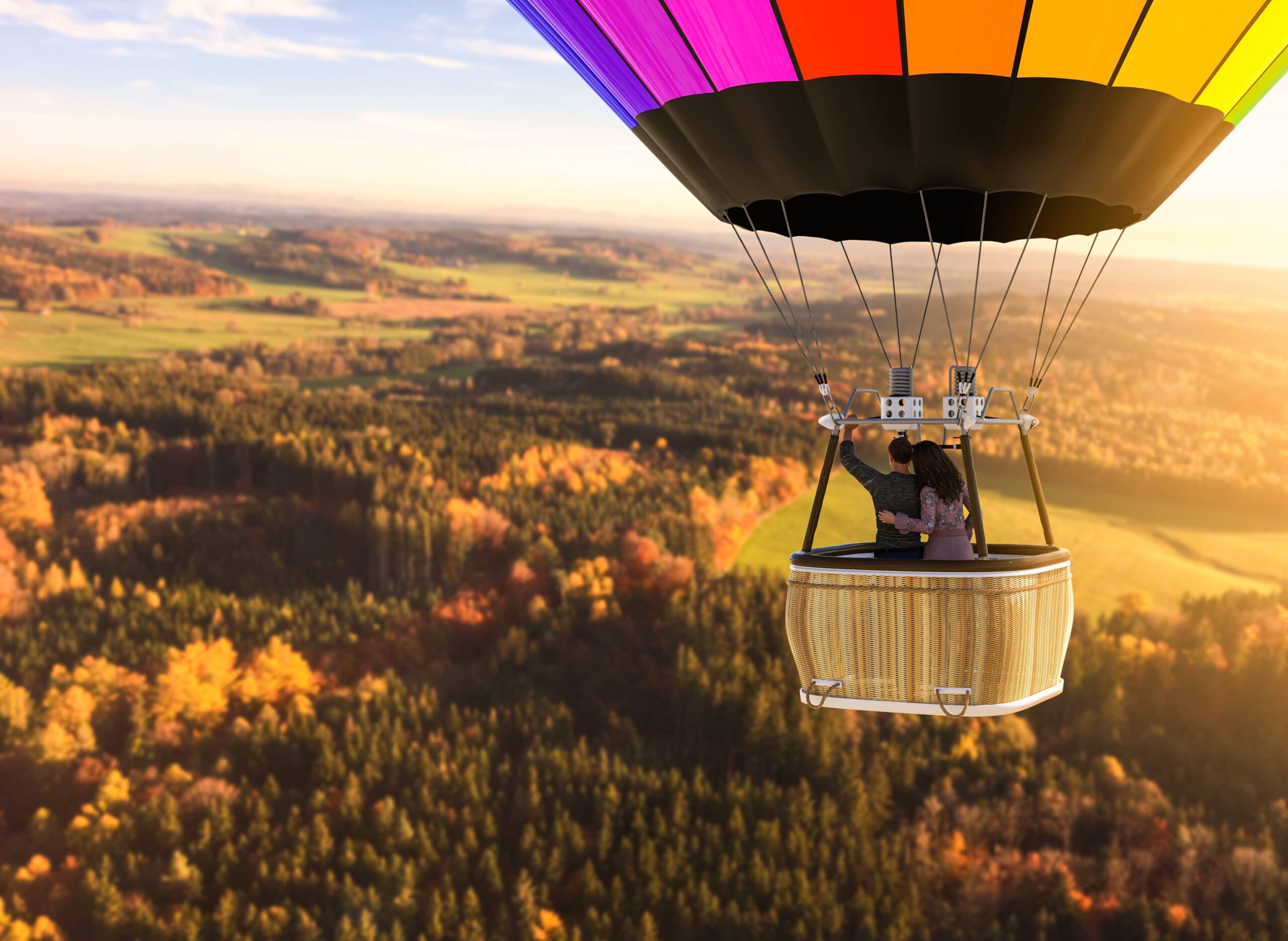 couple on a date in a hot air balloon 
