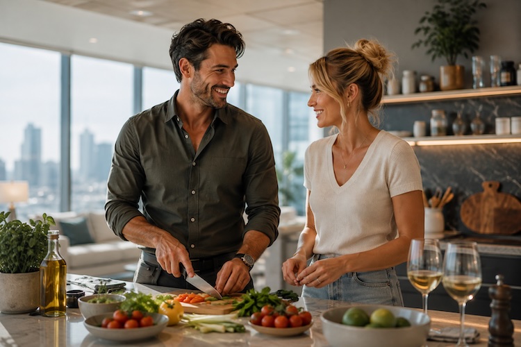 couple cooking in the kitchen